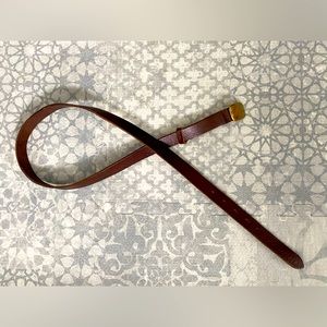 Rag & Bone, chocolate brown leather belt with solid brass buckle. Size 38”